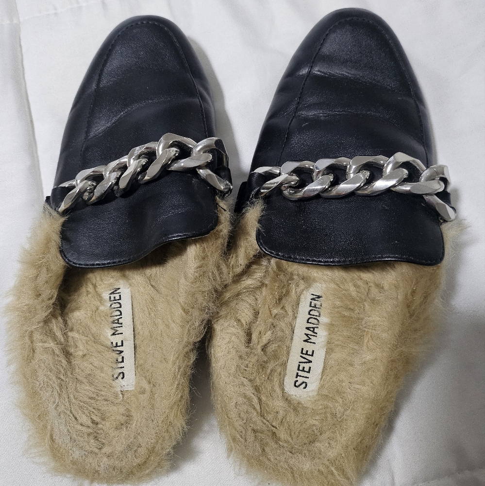Steve madden fur slip ons